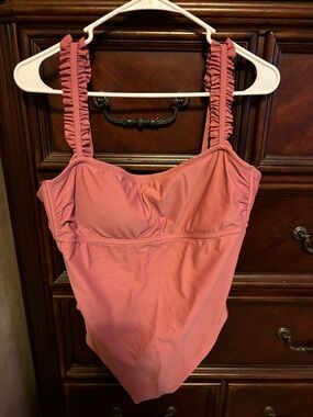 Kona Sol Dusty Rose Ruffle Strap One-Piece Swimsuit